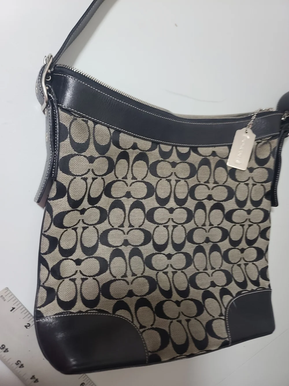 Coach  Vintage Signature Canvas Hobo Bag in Black/Tan